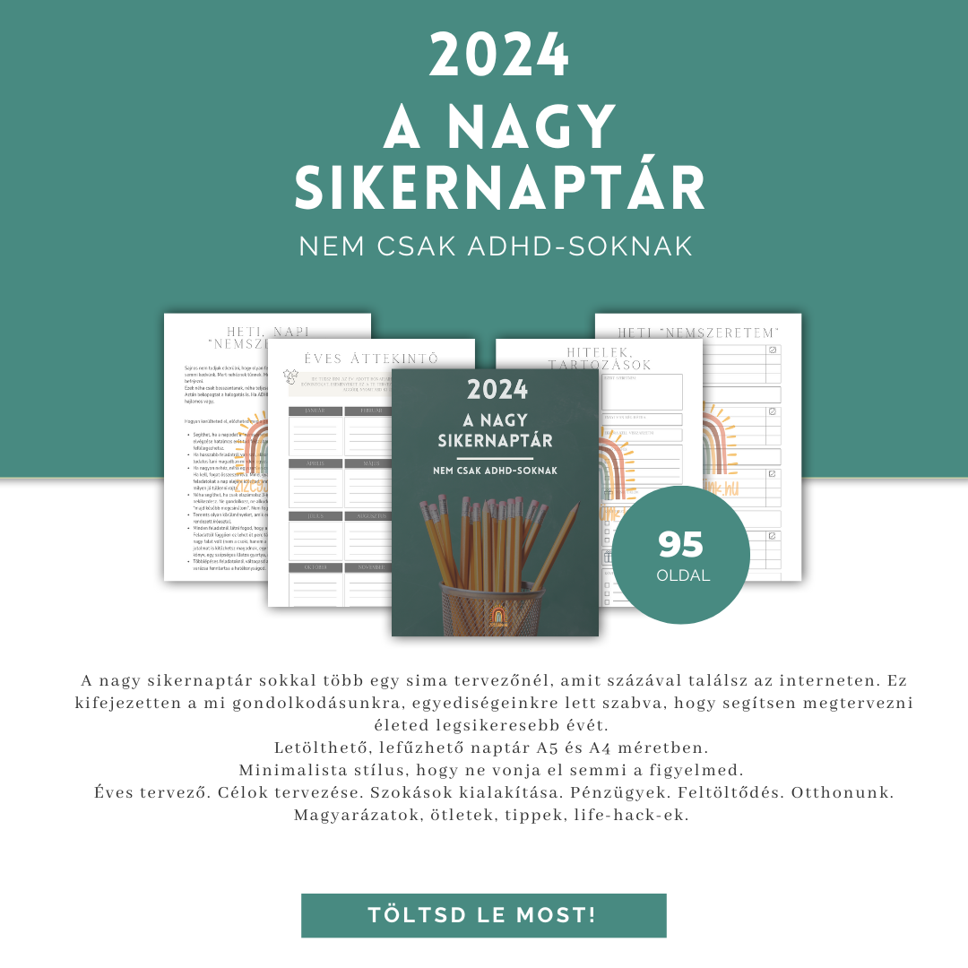 A nagy sikernaptár 2024 - éves tervező nem csak ADHD-soknak